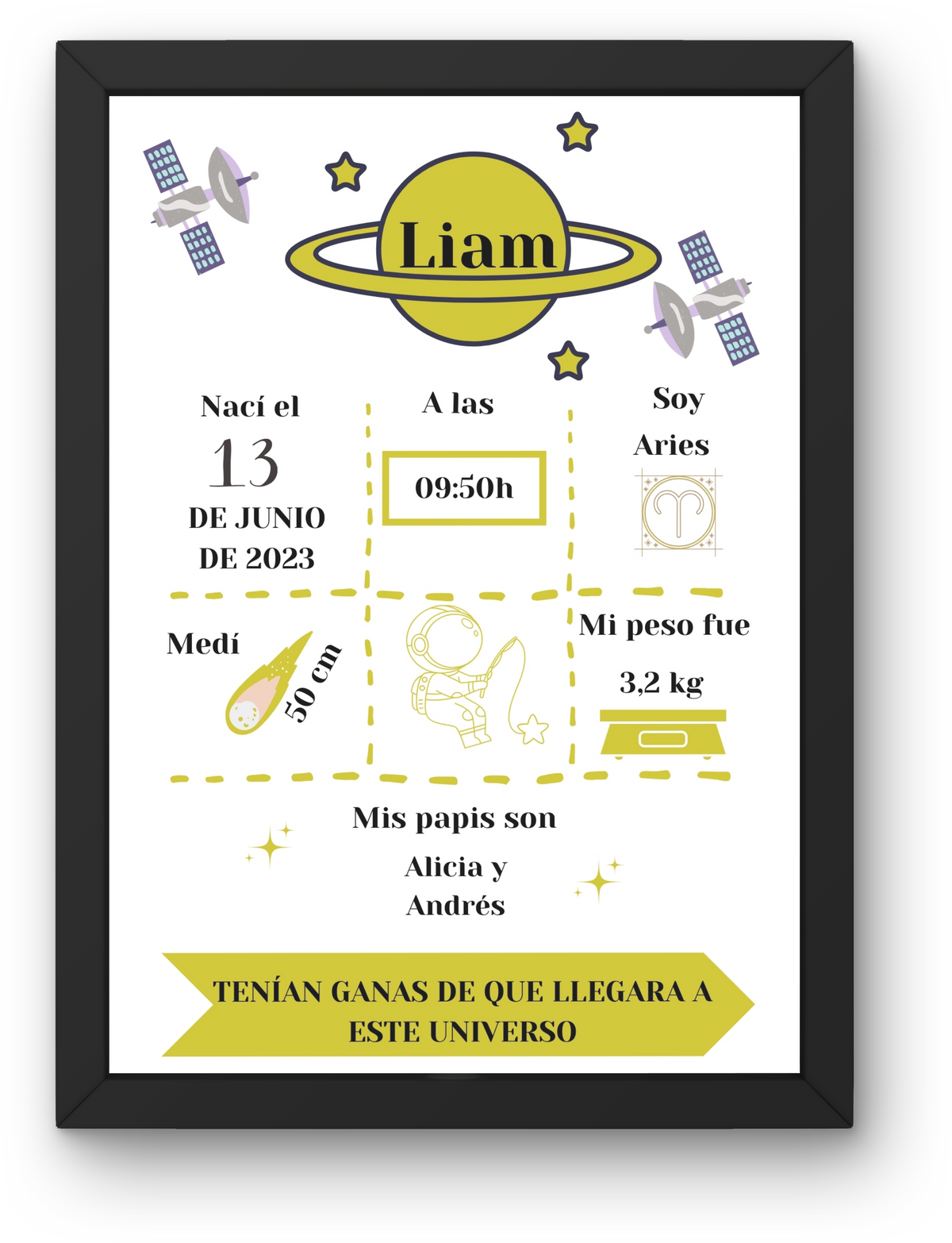 Customizable "Planet" Birth Poster for Children