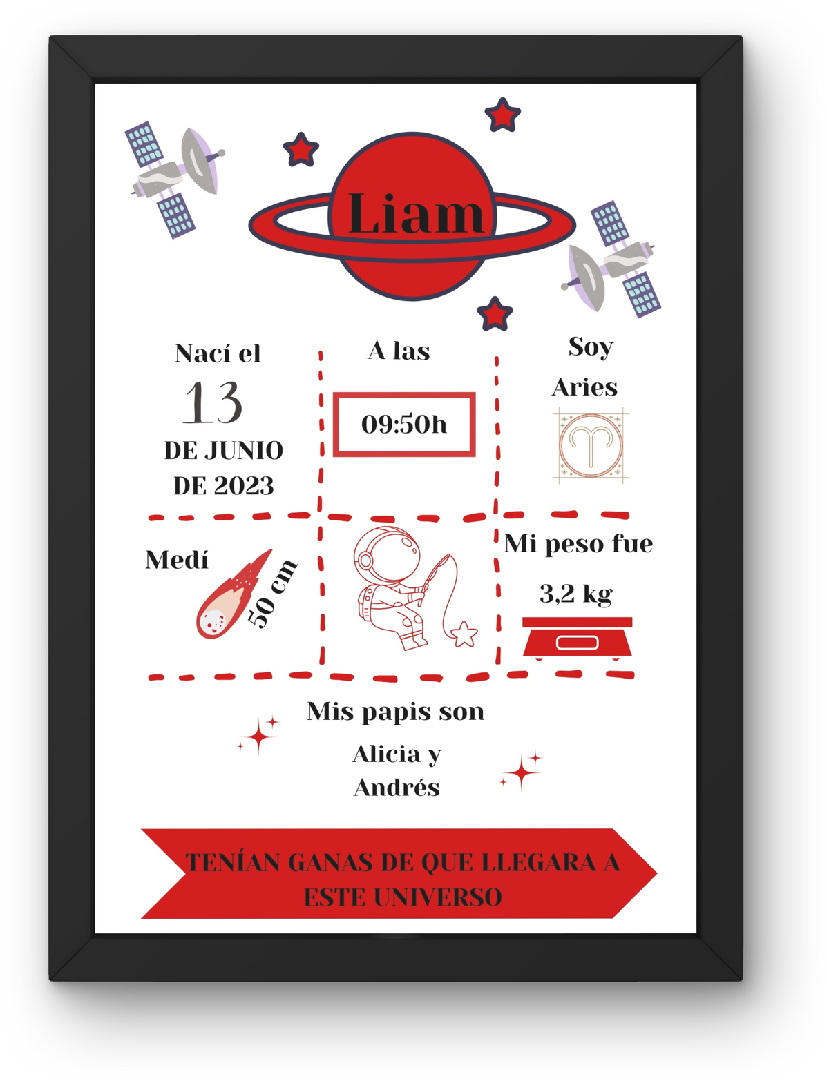 Customizable "Planet" Birth Poster for Children