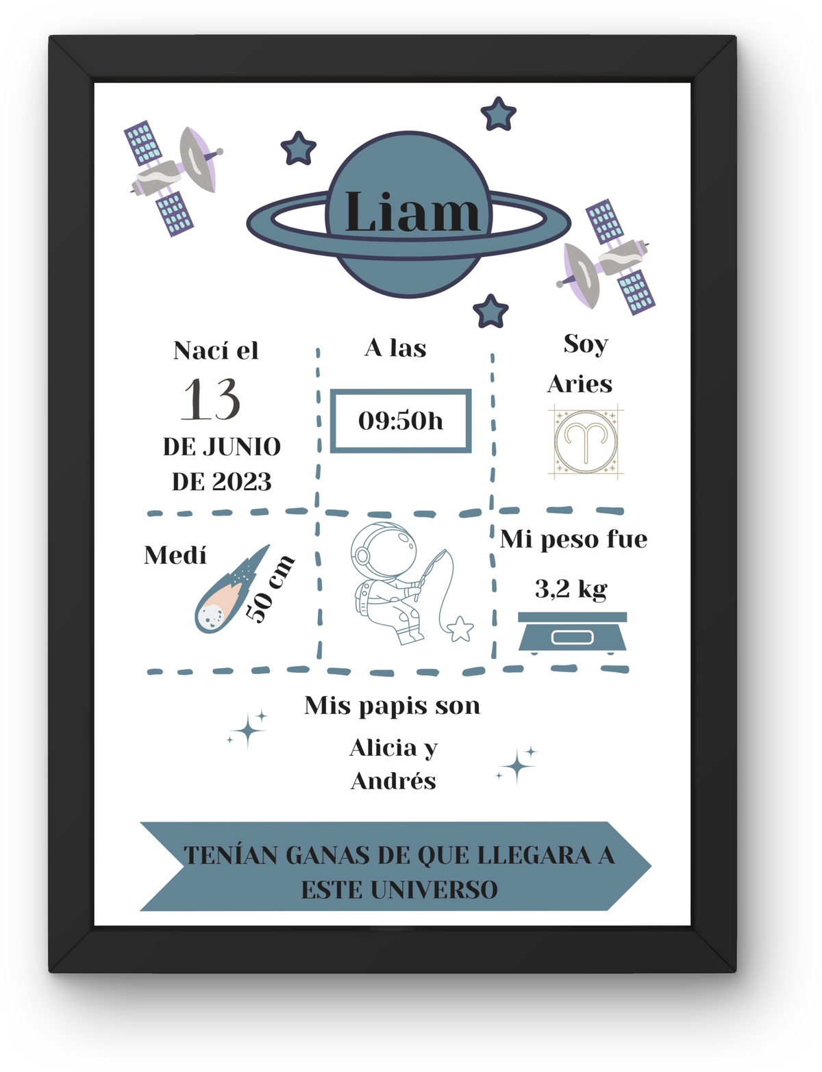 Customizable "Planet" Birth Poster for Children