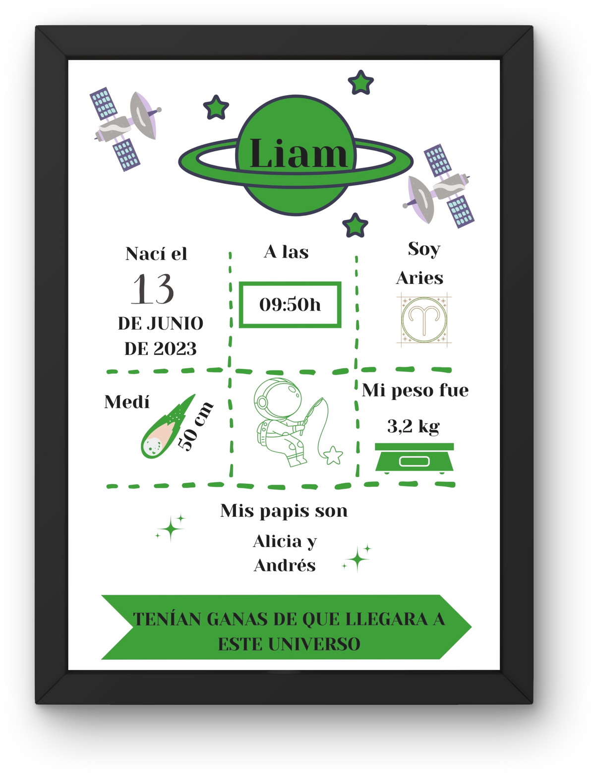 Customizable "Planet" Birth Poster for Children