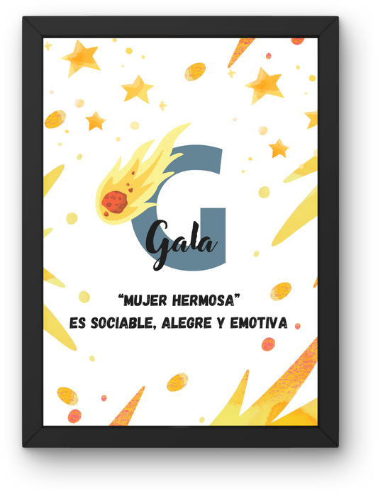 Lámina Infantil: Nombre y Significado "Lluvia de Estrellas"