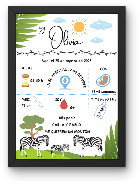 Natalicio Infantil Personalizable "Cebra"