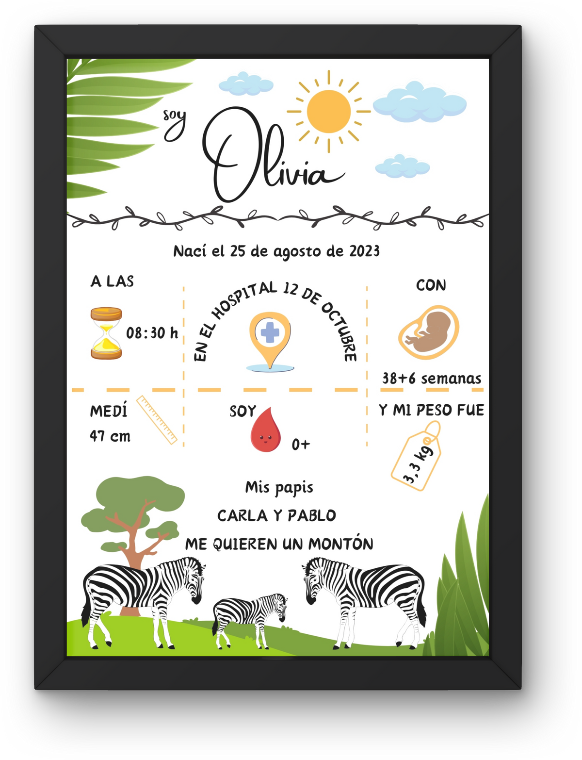 Natalicio Infantil Personalizable "Cebra"